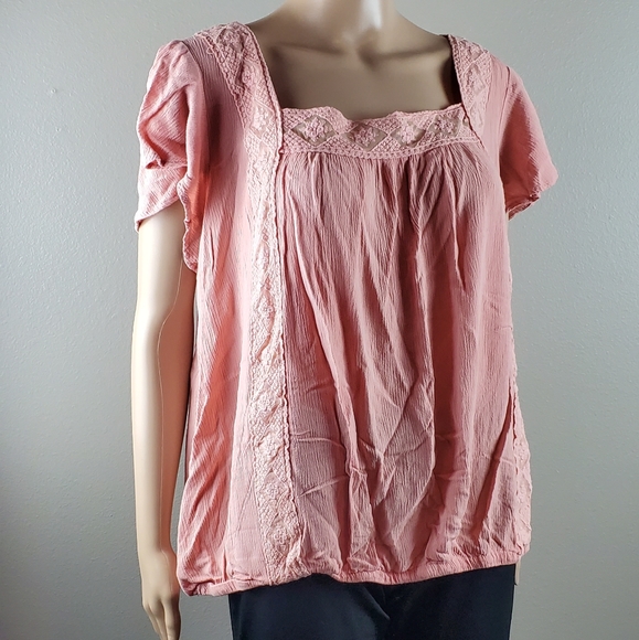 torrid Tops - Torrid Orange Lacy Boho Top